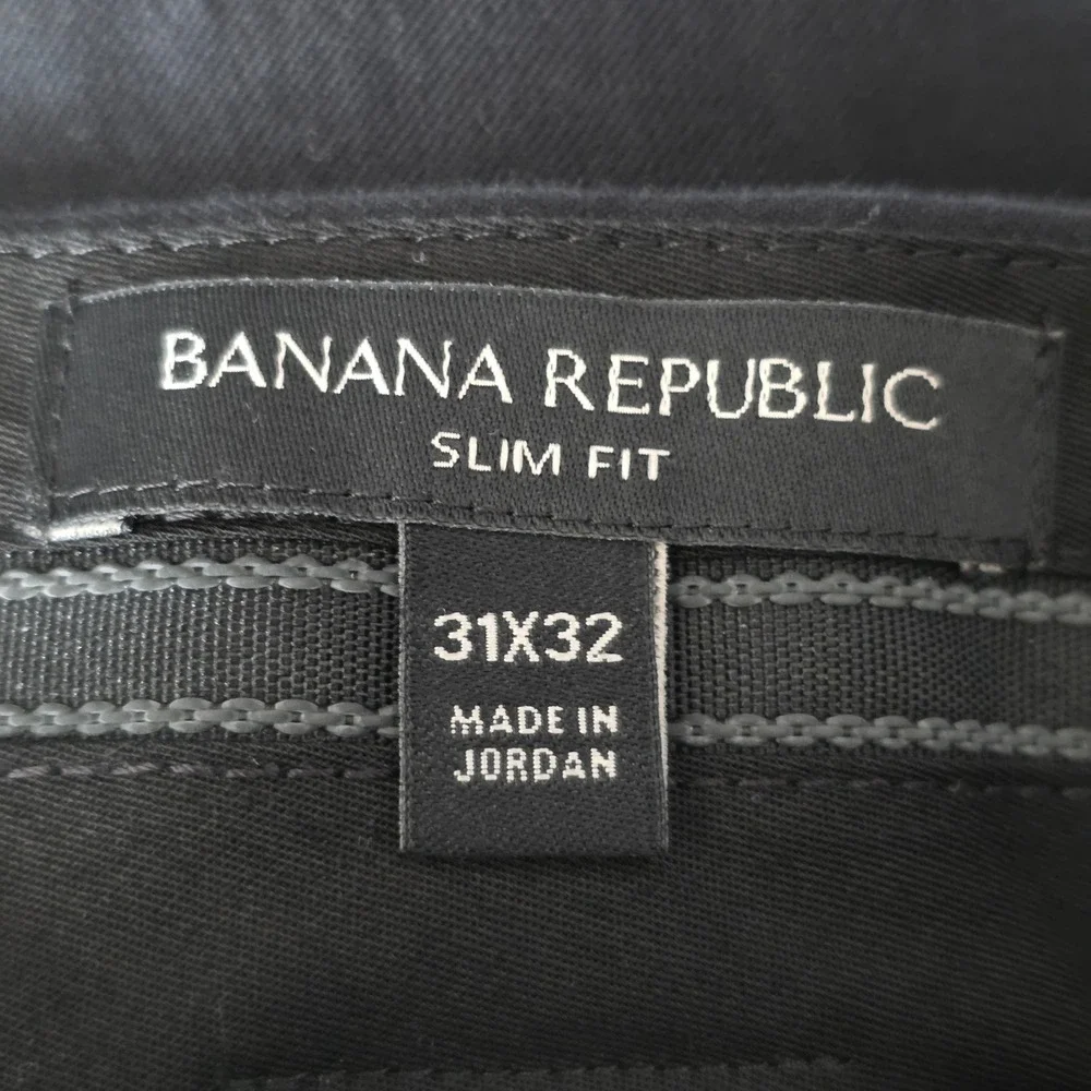 Banana Republic Slim Fit Black Chino Pants Mens 31x32 Cotton Stretch